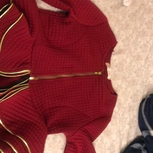 Burgundy blazer crop jacket